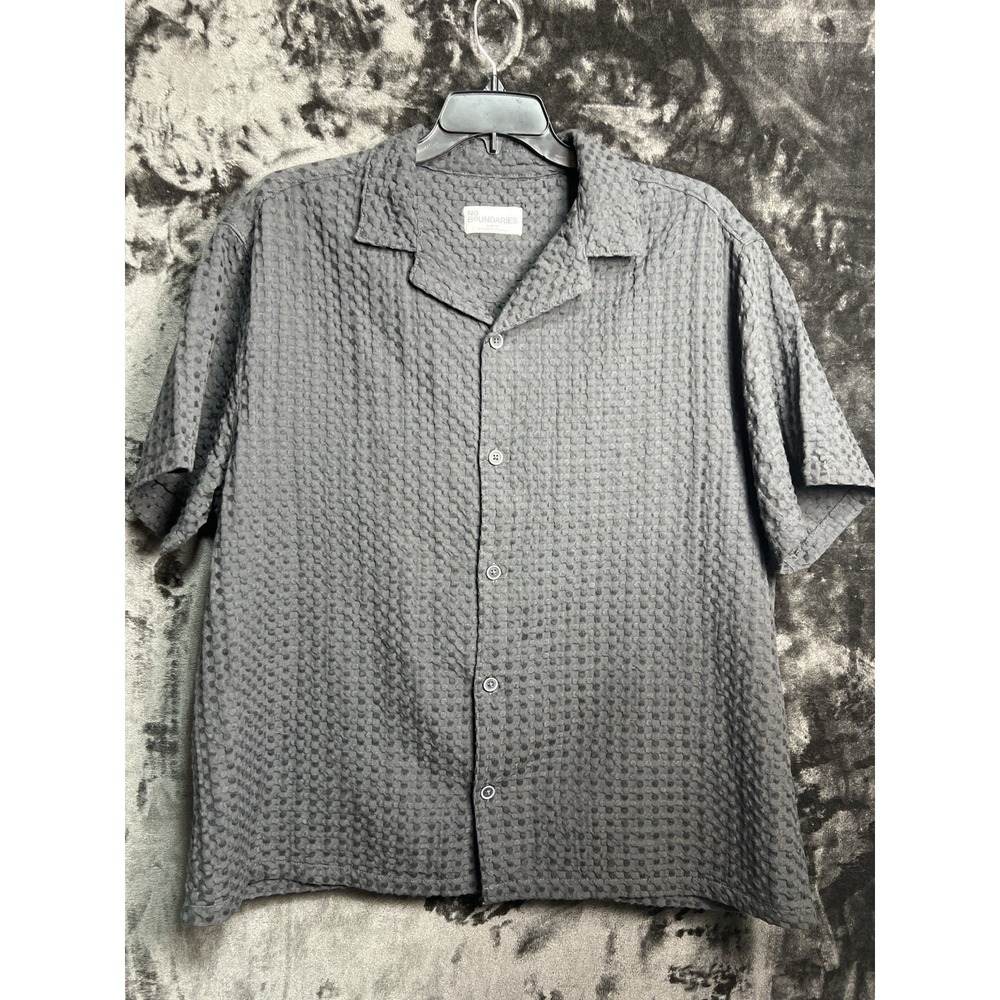No‎ Boundaries XL Gray Textured Camp Collar Shirt Short Sleeve Mens